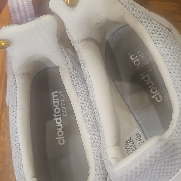 Adidas Womans Light Gray With Lilac Logo Slip-On Shoes - Picture 5 of 8